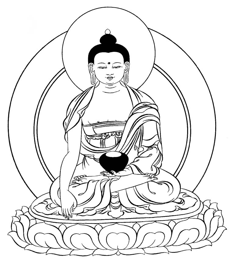 buddhist line art sakyamuni buddha tibetan