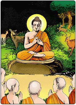 Teaching  the Dharma to the five friends