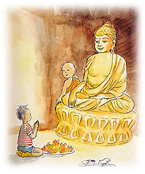 Paying respects to  Buddha