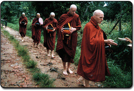monks on the daily alms-round